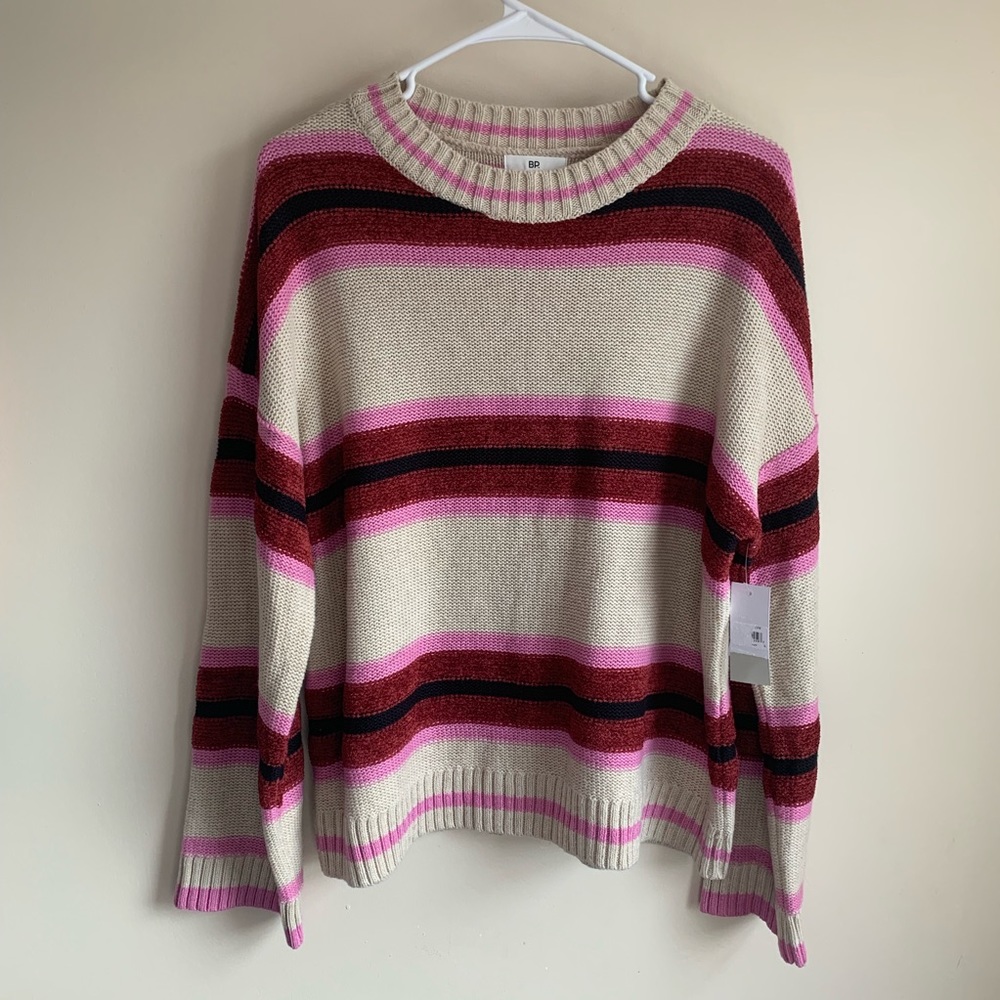 BP Everyday Striped Crewneck Sweater Chenille NWT